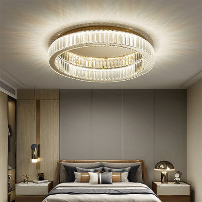 Plafonnier Cristal Doré - Élégance Lumineuse LED 40/50 cm