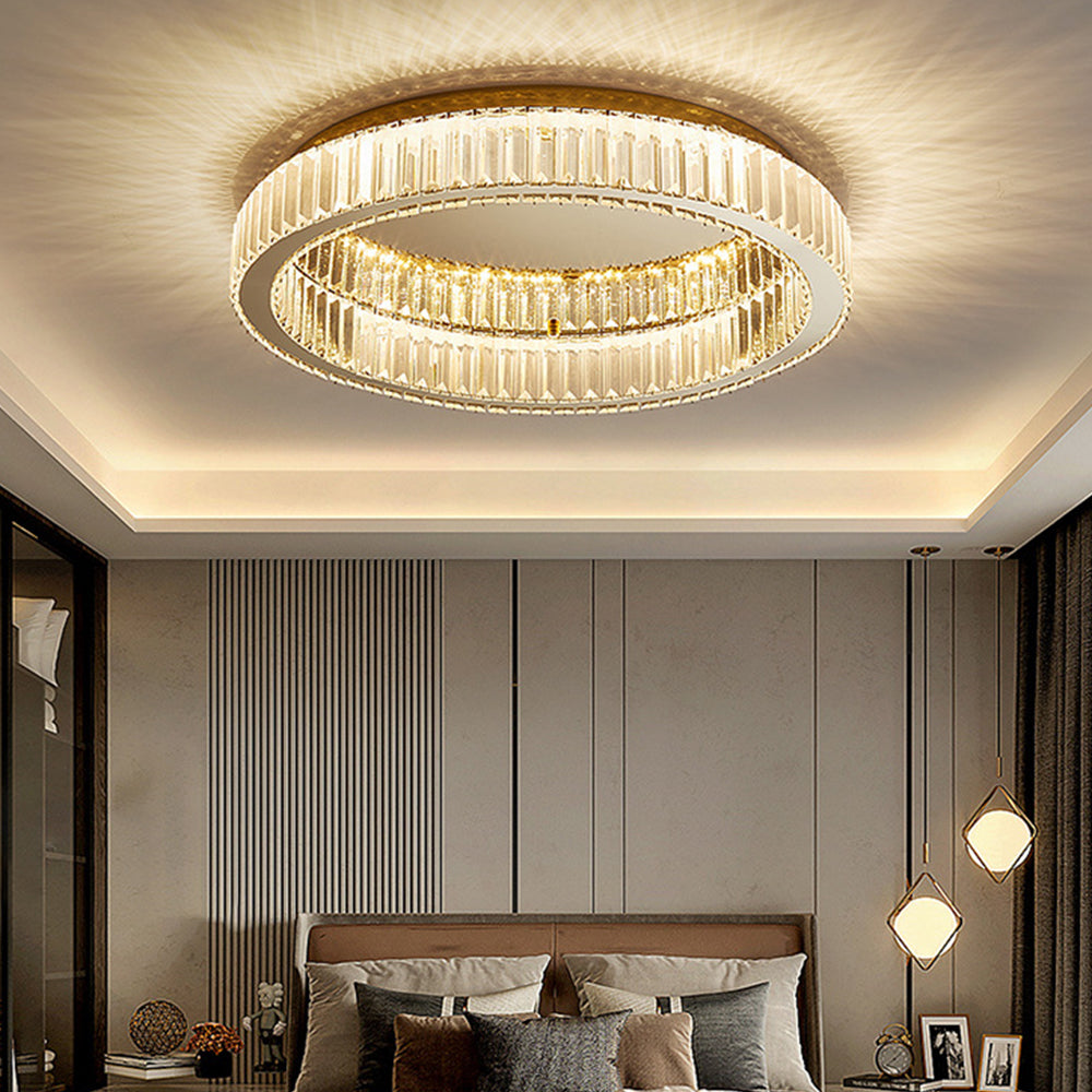 Plafonnier Cristal Doré - Élégance Lumineuse LED 40/50 cm