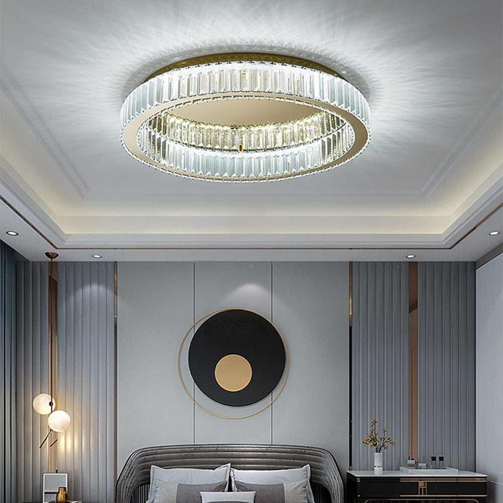 Plafonnier Cristal Doré - Élégance Lumineuse LED 40/50 cm