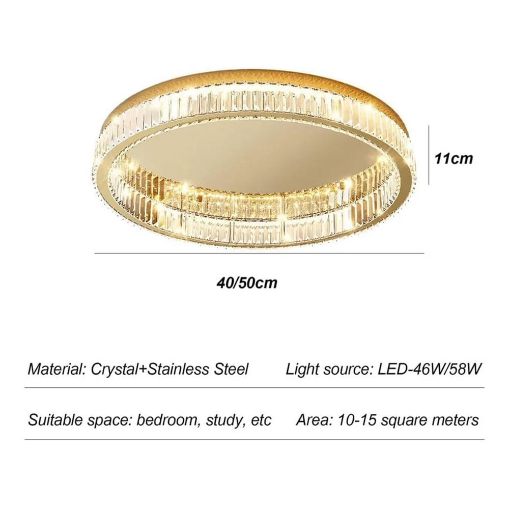 Plafonnier Cristal Doré - Élégance Lumineuse LED 40/50 cm