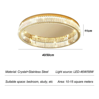 Plafonnier Cristal Doré - Élégance Lumineuse LED 40/50 cm