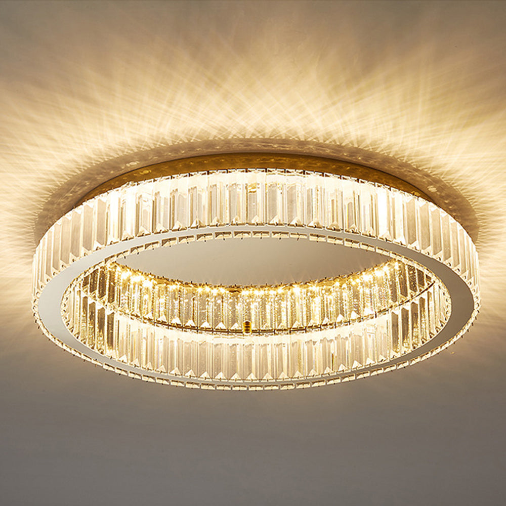 Plafonnier Cristal Doré - Élégance Lumineuse LED 40/50 cm