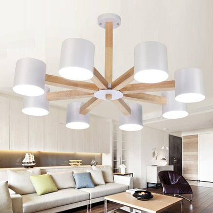 Plafonnier Cylindrique en Bois LED