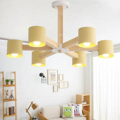 Plafonnier Cylindrique en Bois LED