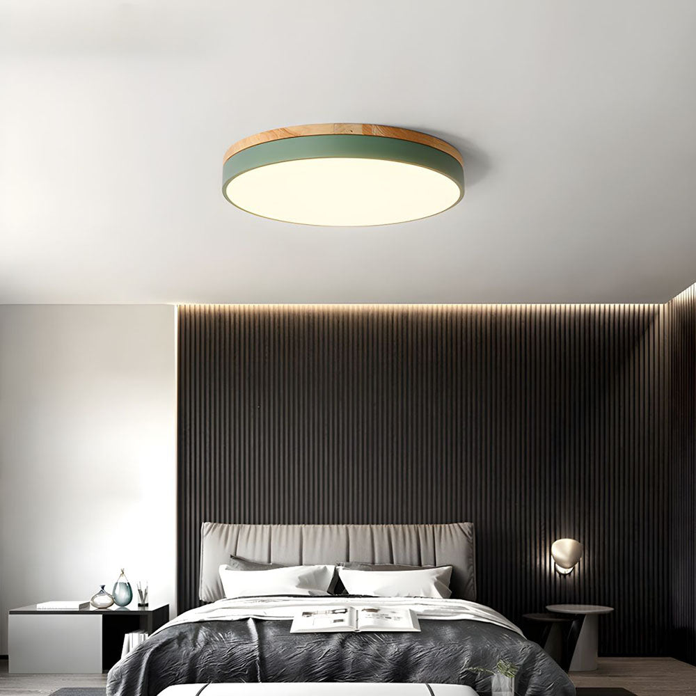 Plafonnier Élégance Bois LED - Luminaire Rond Design Moderne