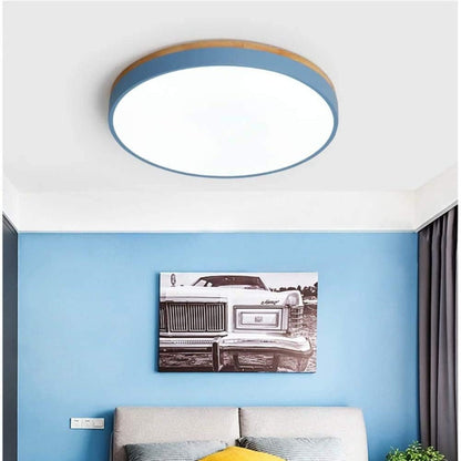 Plafonnier Élégance Bois LED - Luminaire Rond Design Moderne