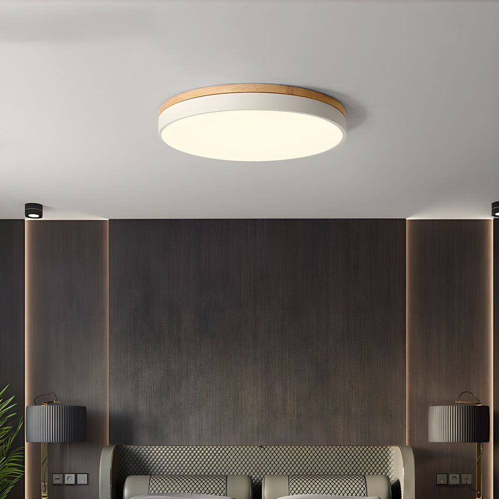 Plafonnier Élégance Bois LED - Luminaire Rond Design Moderne