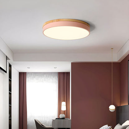 Plafonnier Élégance Bois LED - Luminaire Rond Design Moderne