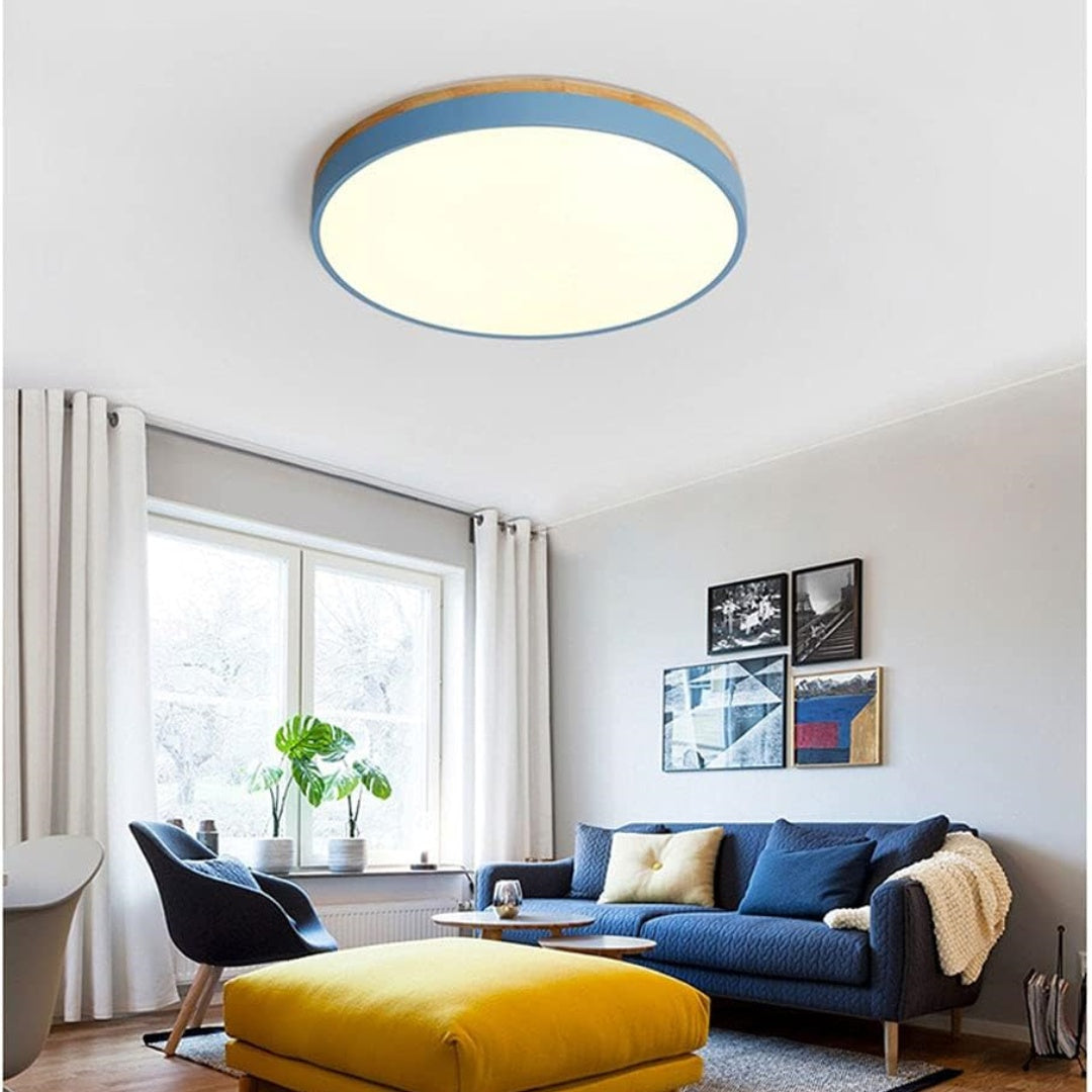 Plafonnier Élégance Bois LED - Luminaire Rond Design Moderne