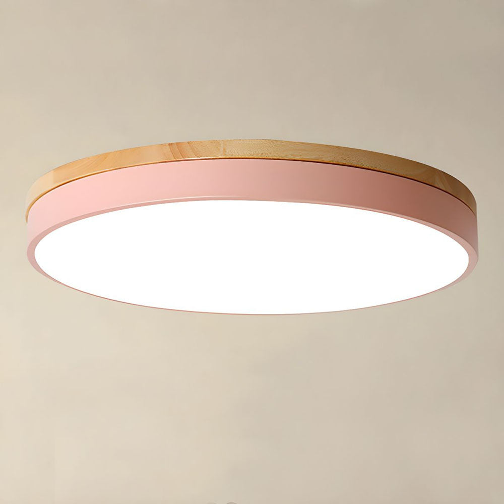 Plafonnier Élégance Bois LED - Luminaire Rond Design Moderne