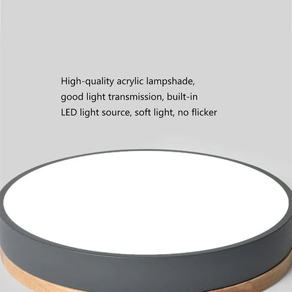 Plafonnier Élégance Bois LED - Luminaire Rond Design Moderne