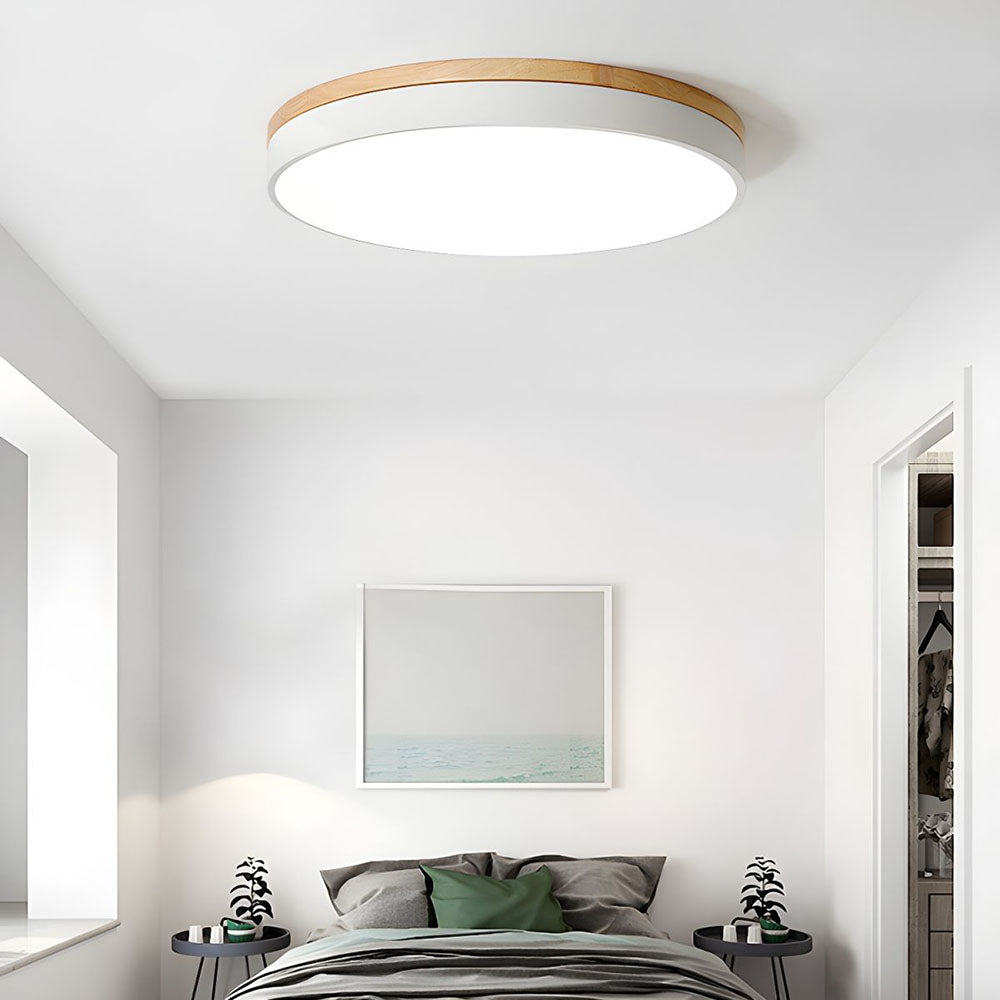 Plafonnier Élégance Bois LED - Luminaire Rond Design Moderne