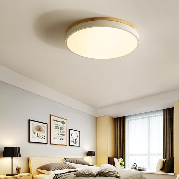 Plafonnier Élégance Bois LED - Luminaire Rond Design Moderne
