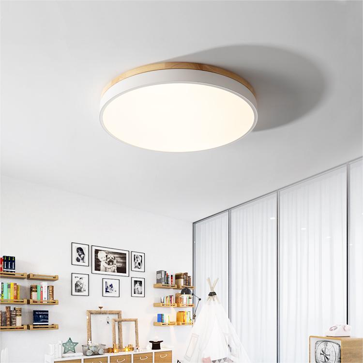 Plafonnier Élégance Bois LED - Luminaire Rond Design Moderne