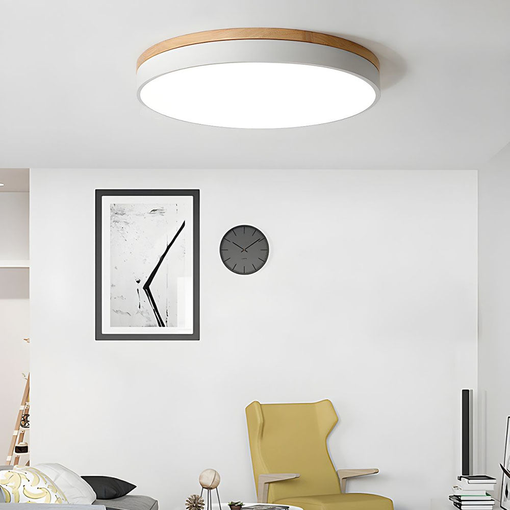 Plafonnier Élégance Bois LED - Luminaire Rond Design Moderne