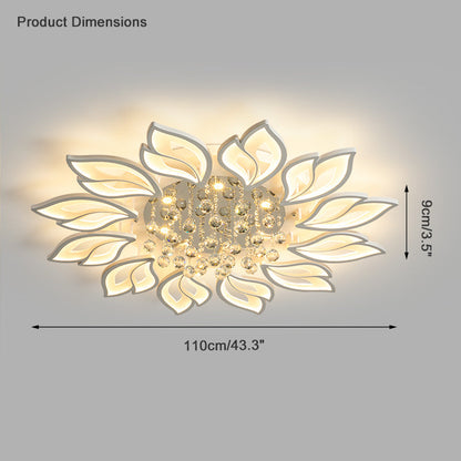 Plafonnier Encastré Cristal Fleurs Élégantes