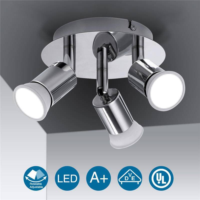 Plafonnier LED Chromé 3 Spots - Élégance Moderne pour Salon et Cuisine