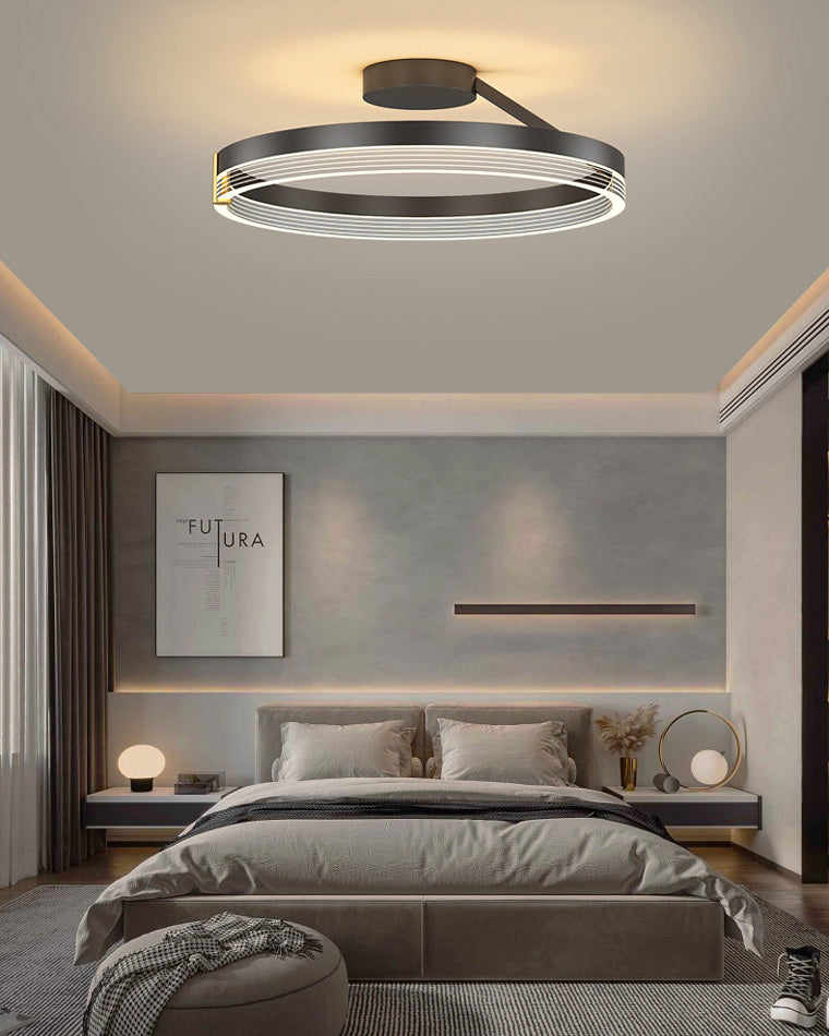 Plafonnier LED Circulaire Design Noir ou Doré