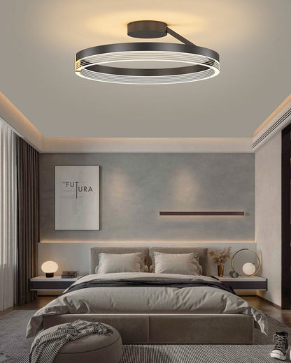 Plafonnier LED Circulaire Design Noir ou Doré