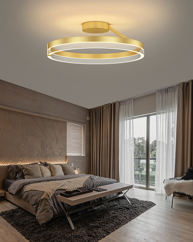 Plafonnier LED Circulaire Design Noir ou Doré