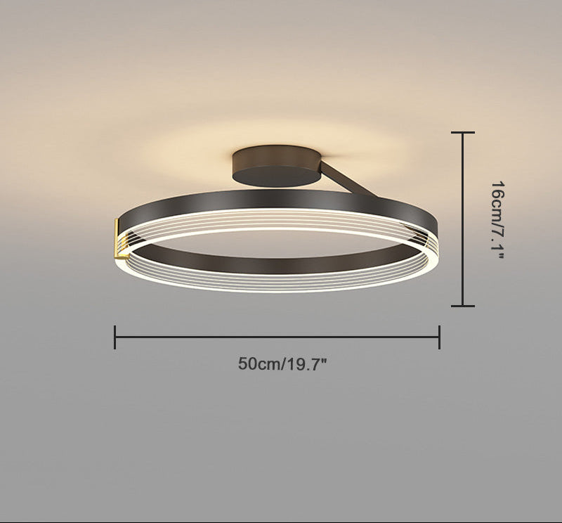 Plafonnier LED Circulaire Design Noir ou Doré