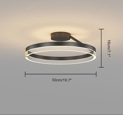 Plafonnier LED Circulaire Design Noir ou Doré