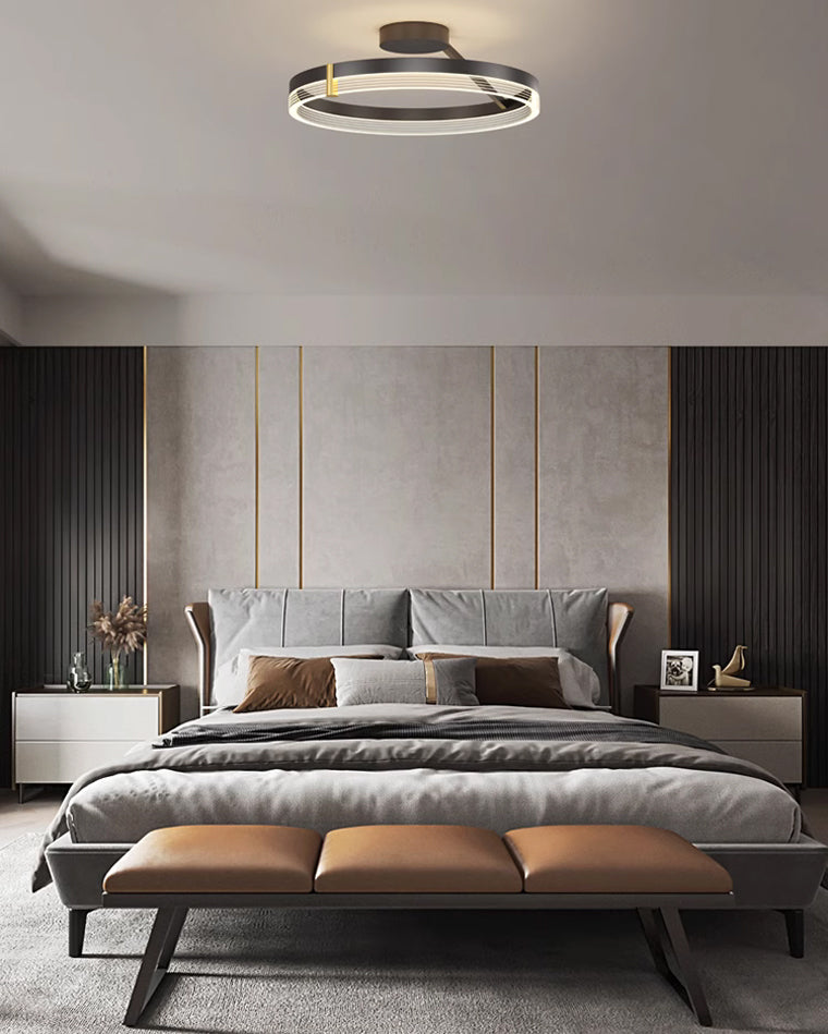 Plafonnier LED Circulaire Design Noir ou Doré