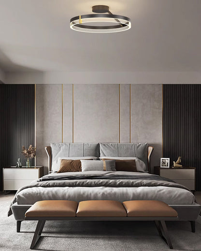 Plafonnier LED Circulaire Design Noir ou Doré