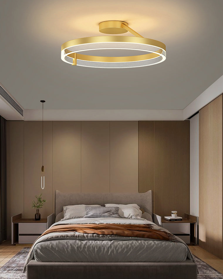 Plafonnier LED Circulaire Design Noir ou Doré
