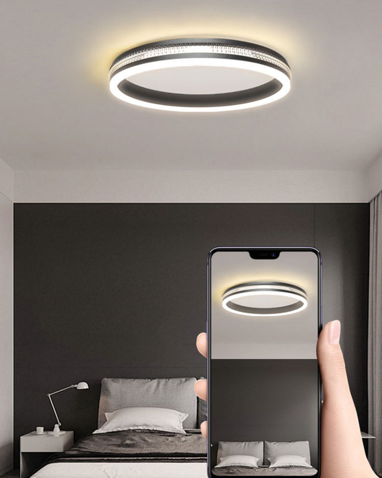 Plafonnier LED Noir Carré ou Rond