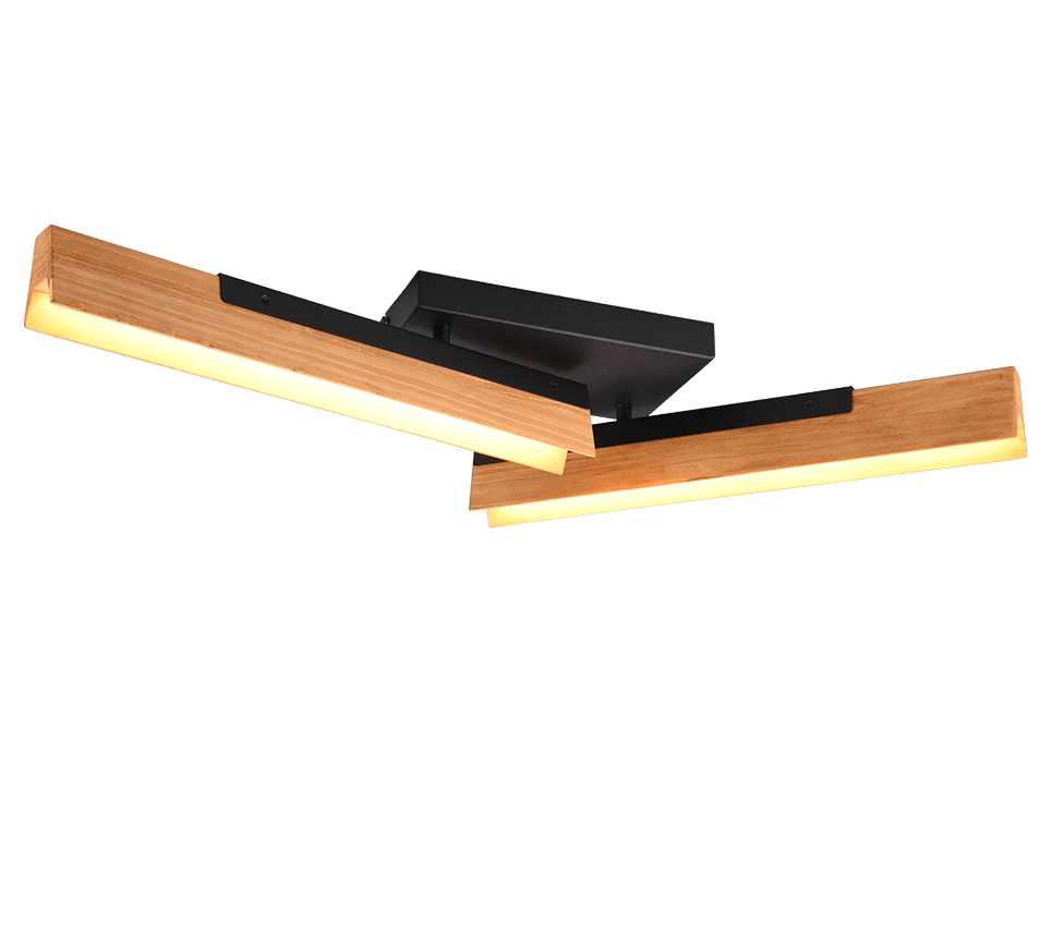 Plafonnier LED Orientable - Noir Et Bois
