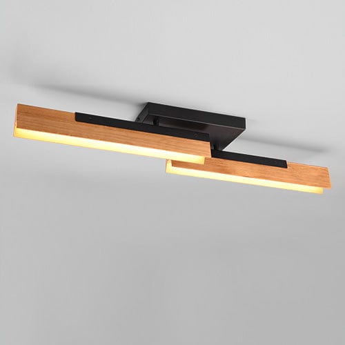 Plafonnier LED Orientable - Noir Et Bois