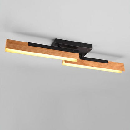 Plafonnier LED Orientable - Noir Et Bois