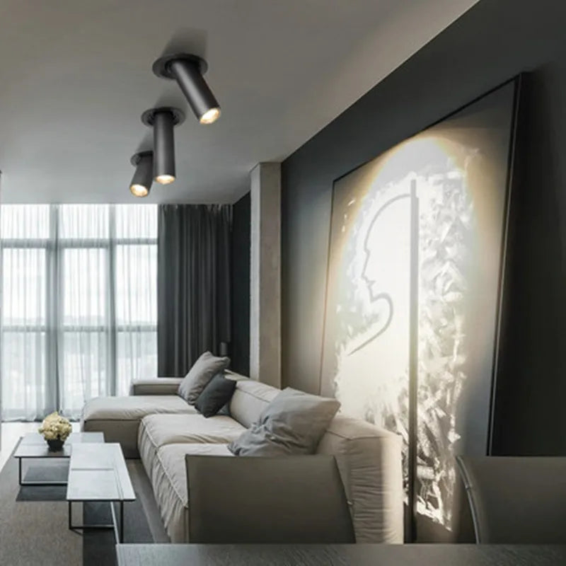 Plafonnier LED Tube Long - Éclairage Noir et Blanc