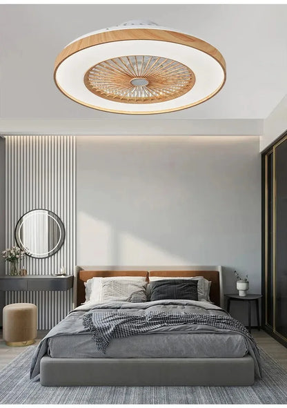 Plafonnier LED Ventilateur Blanc et Bois