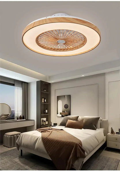 Plafonnier LED Ventilateur Blanc et Bois