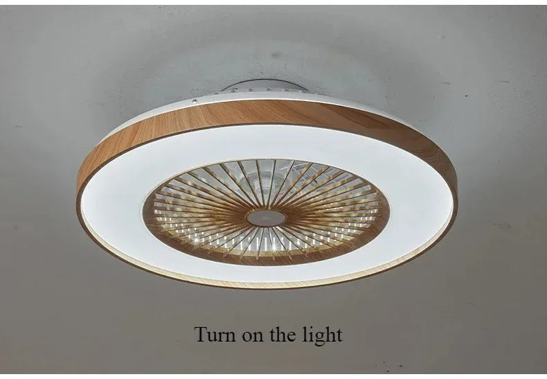 Plafonnier LED Ventilateur Blanc et Bois