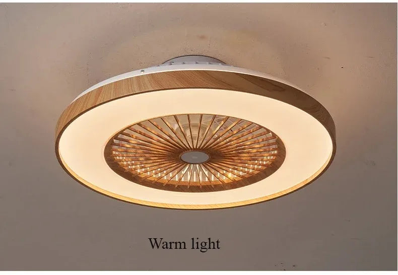 Plafonnier LED Ventilateur Blanc et Bois