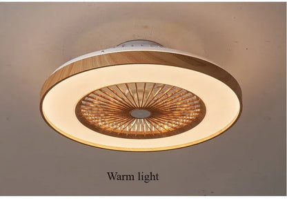 Plafonnier LED Ventilateur Blanc et Bois