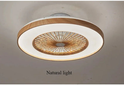 Plafonnier LED Ventilateur Blanc et Bois