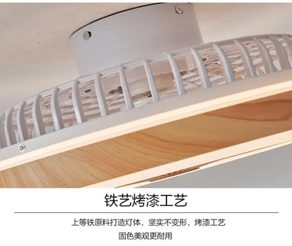 Plafonnier LED Ventilateur Blanc et Bois