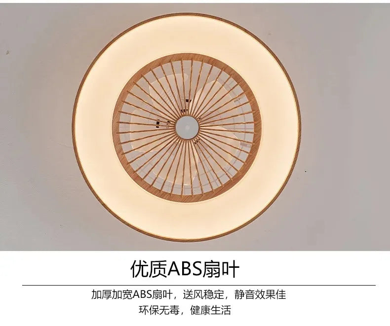 Plafonnier LED Ventilateur Blanc et Bois