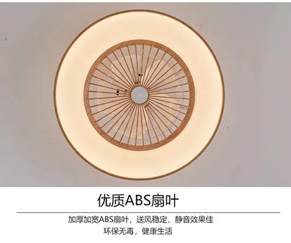 Plafonnier LED Ventilateur Blanc et Bois