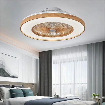 Plafonnier LED Ventilateur Blanc et Bois