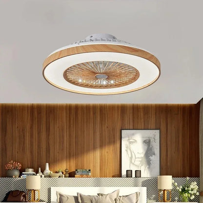 Plafonnier LED Ventilateur Blanc et Bois