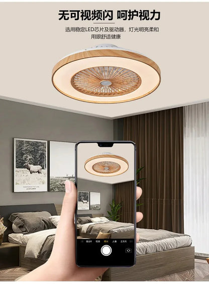 Plafonnier LED Ventilateur Blanc et Bois