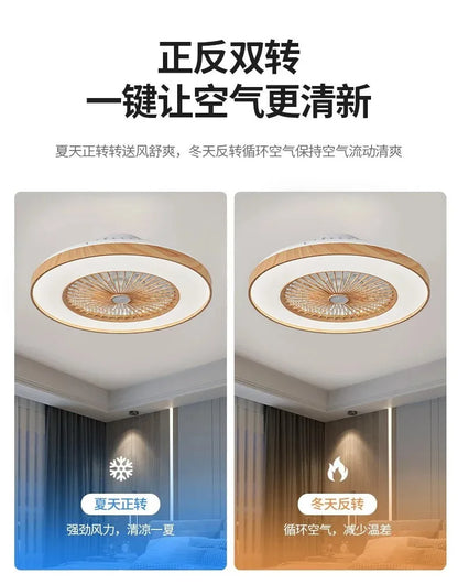 Plafonnier LED Ventilateur Blanc et Bois