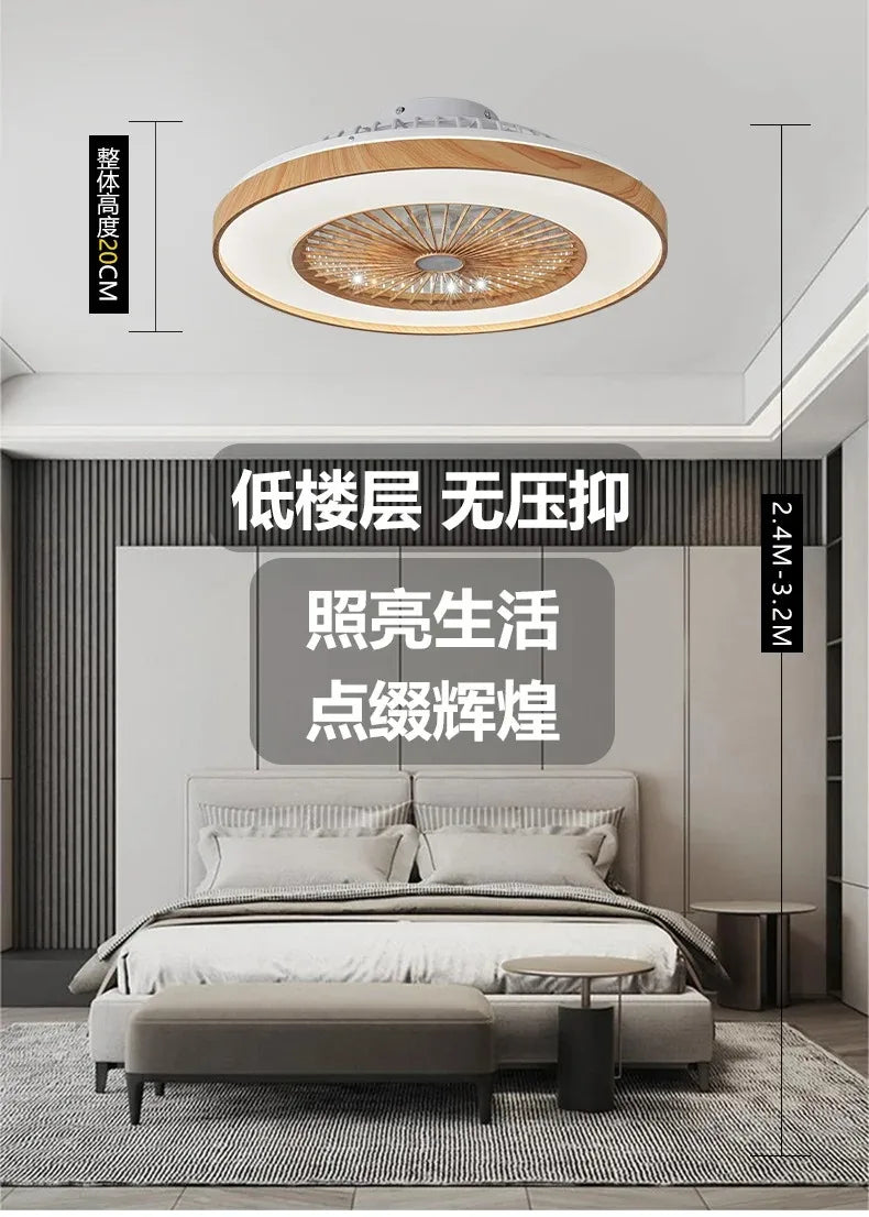 Plafonnier LED Ventilateur Blanc et Bois