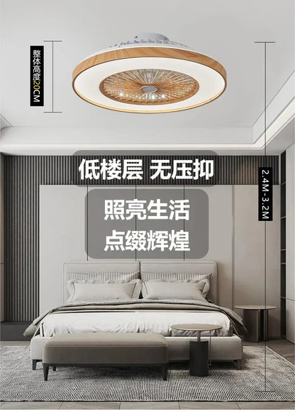 Plafonnier LED Ventilateur Blanc et Bois