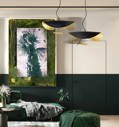 Plafonnier LED noir et dorée - Style raie manta